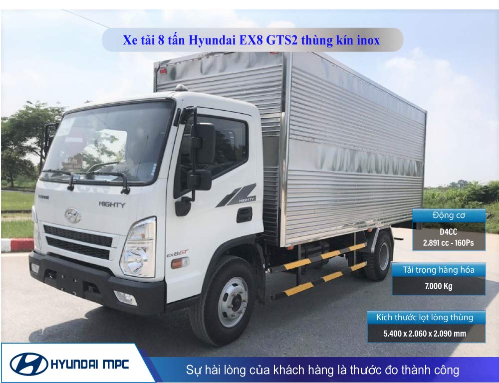 Hyundai Mighty EX8 GTS2 thùng kín inox 8t - 5.7m